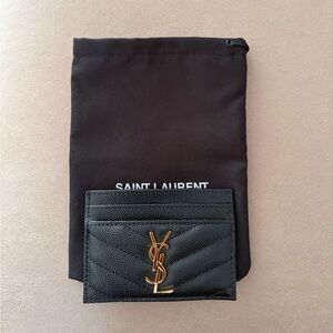 YSL Cassandre Matelasse card holder in black